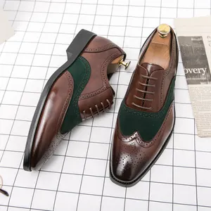 2023 Italian Style Premium Quality Real Leather Handmade Dress Casual Men's Shoes Lace Up Sports Black & Brown Wholesales Shoes