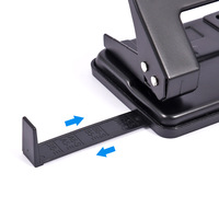Perforadora de Metal Resistente para Compras al por Mayor, Capacidad para 16 Hojas, Herramienta de Perforación de Dos Orificios Negra para Papel con Espaciado de Orificios de 7 cm