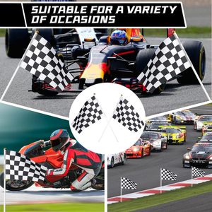 Индивидуальная клетчатая черно-белая гоночная палка, флаги, цифровая печать, полиэфирные Маленькие Ручные декоративные флаги для вечеринки - Product Image 5