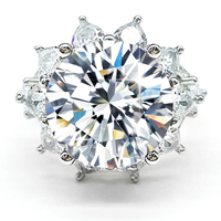 Bague Tournesol de Luxe en Argent Sterling S925 avec Moissanite Rose VVS Couleur D 10 Carats, pour Demande en Mariage et Alliances