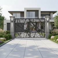 Pagar Luar Ruangan Ramah Lingkungan Berbahan Aluminium Mewah, Dilapisi Bubuk, Ukiran Bunga, Gaya Modern, Tinggi 8 Kaki, untuk Keamanan Rumah