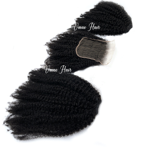 VMAE Natural Raw Virgin Afro Curl Onda ondulada HD Cierre Frontal de encaje transparente Línea de cabello de bebé Trama de cabello <span class=keywords><strong>humano</strong></span> Bundle Deal - Product Image 3