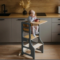 Ensemble chaise haute et table Montessori pliable 4 en 1 en bois, design écologique et sûr, bureau moderne pour enfants pour la maison et l'hôtel