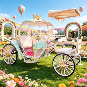 Chariot de Cendrillon en forme de citrouille, artisanal et luxueux, au design élégant et courbé, idéal pour les mariages en extérieur, les parcs et la photographie. - Product Image 1