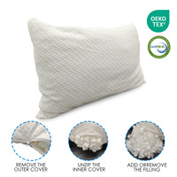 Oreiller en mousse à mémoire de forme déchiquetée en gros, blanc, rectangulaire, réglable, avec pack de recharge supplémentaire en stock