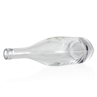Embouteilleur de verre rond transparent personnalisé pour Brandy Gin Rhum Vodka Tequila Whisky Liqueur Super Flint Design avec bouchon en liège