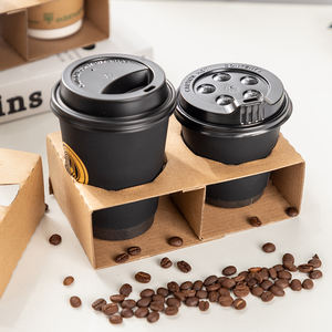 Çevre Dostu Çift Duvarlı Kraft Kağıt 2 Bardaklık Tepsi Tutucu Tek Kullanımlık Paket Servis Bardak Taşıyıcısı Sıcak İçecekler Kahve Çay için - Product Image 4