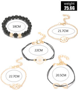 Ensemble de bracelets en chaîne de perles de pierre naturelle en forme de coquille, de carte étoilée, de <span class=keywords><strong>lotus</strong></span>, d'ananas et de cœur pour femmes, bijoux bohèmes, <span class=keywords><strong>prix</strong></span> de gros - Product Image 6