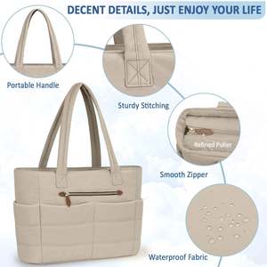 Sac fourre-tout matelassé léger pour femme avec tissu ultra doux et agréable pour la peau, idéal pour ranger les essentiels quotidiens, le travail et les sorties du week-end - Product Image 5