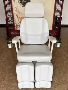 Adjustable Beauty Bed Foot Soaking Chair Salon Treatment <b>Table</b> Upholstered Massage Chair White - Product Image 6