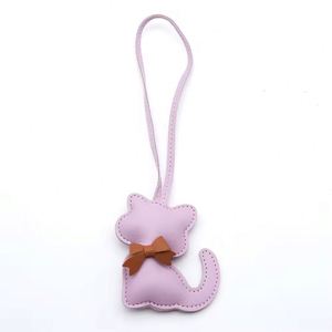 Nouveau porte-clés chat en cuir PU, joli breloque de sac chaton, pendentif animal de dessin animé, cadeau tendance pour filles et femmes, adorable pendentif chaton - Product Image 6