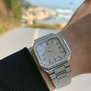 Montre personnalisée en moissanite pour hommes ultra-mince entièrement diamantée blingbling top designer même logo personnalisation - Product Image 6