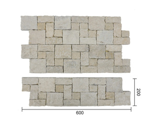 แผ่นหินธรรมชาติหินปูนสีเหลืองหินปูนหิ้งตกแต่งผนังวิลล่า - Product Image 3