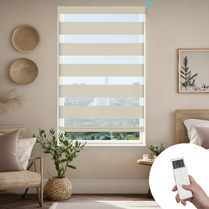 SAMADHI Automatic Motorized Double-Layer Smart <b>Window</b> Shades Home WiFi Control Zebra Blinds <b>Curtains</b> Fabric Plain - Product Image 2