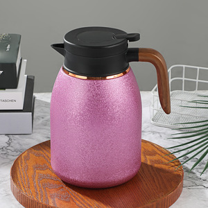 Stainless Steel Thermos With Wood Grain Handle Green 1.5L Home Use - Product Image 2