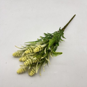 Bouquet de 38 cm de queues de renard artificielles floquées et de tiges de fougère, arrangement de plantes vertes épinhées pour mariage, décoration intérieure, accessoires doux - Product Image 5