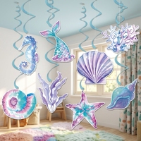 8 décorations suspendues en spirale en papier faites à la main, thème sirène, pour fêtes d'anniversaire d'intérieur sur le thème de l'océan pour enfants, Chine