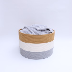 Panier Fabricant gros coton tissé Multicolore naturel Chanvre corde plante paniers de rangement de blanchisserie - Product Image 1