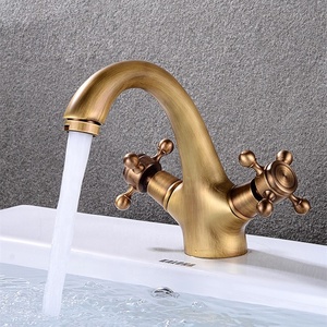 <span class=keywords><strong>Grifo</strong></span> de lavabo de latón antiguo con forma de <span class=keywords><strong>animal</strong></span>, manija doble, fabricante - Product Image 1