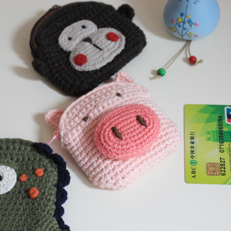 Monedero de ganchillo hecho a mano, Cartera de hilo tejido