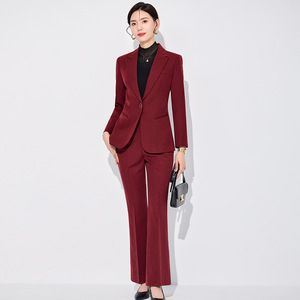 Women's Green Suit Set Polyester Worsted Full Sleeve Anti-Wrinkle Elegant Autumn Workwear - Product Image 2