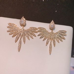 Boucles d'oreilles pendantes en cristal coréen pour femmes, bijoux fantaisie en forme d'aile d'ange, accessoires de mode, vente en gros - Product Image 5