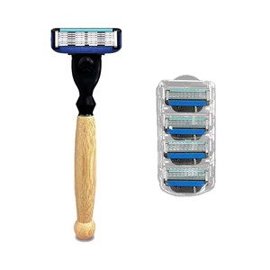 Rasoir à manche en bambou à prix abordable, têtes de rasage à 3 et 6 lames, rasoirs système AC pour hommes et femmes, outils de <span class=keywords><strong>soin</strong></span> de la barbe et du corps - Product Image 2
