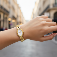 Montre populaire pour femme avec logo personnalisé, bracelet en acier inoxydable, montre à quartz ovale, Joyería de Acero Inoxidable Reloj