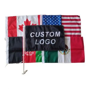 Bandera Personalizada para Ventana de Auto, Mini, de Poliéster, con Asta de PVC, Diseños de Estados Unidos, Puerto Rico, Alemania, África, Reino Unido - Product Image 1