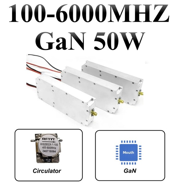 50W 100-6000 MHz RF Power Amplifier with GaN Circulator Signal Booster Module for Anti-Drone Use (Indoor/Outdoor)