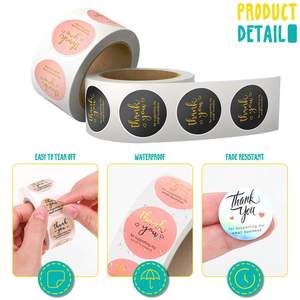 Pegatina Impermeable de 1 Pulgada con la Frase 'Gracias', Pegatina Resistente <span class=keywords><strong>a</strong></span> la Decoloración con su Propio Logotipo para Pequeñas Empresas - Product Image 3