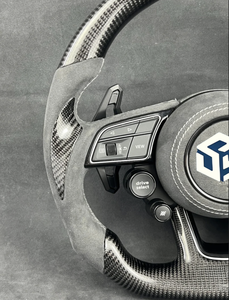 Volant en carbone semi-Alcantara S-Line avec bouton de démarrage pour Audi Q8 SQ8 A3 A4 B9 A5 B8 A6 C7 A7 <span class=keywords><strong>S3</strong></span> S4 RS3 RS5 RS7 RS6 C8 - Product Image 2