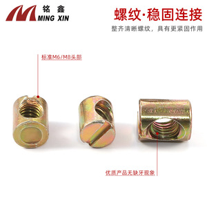 Écrou à trou plat Ming Xin M6x12mm à tête fendue pour quincaillerie de meubles en bois - Product Image 3