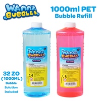 Vente flash d'été : Jouets à bulles d'eau en plastique de 32 oz / 1000 ml, liquide à bulles WANNA BUBBLES