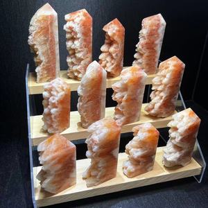 Punta di Calcite Rosa Naturale con Cristallo a Dente di Lupo, Torre di Cristalli di Calcite Arancione per Energia - Product Image 5