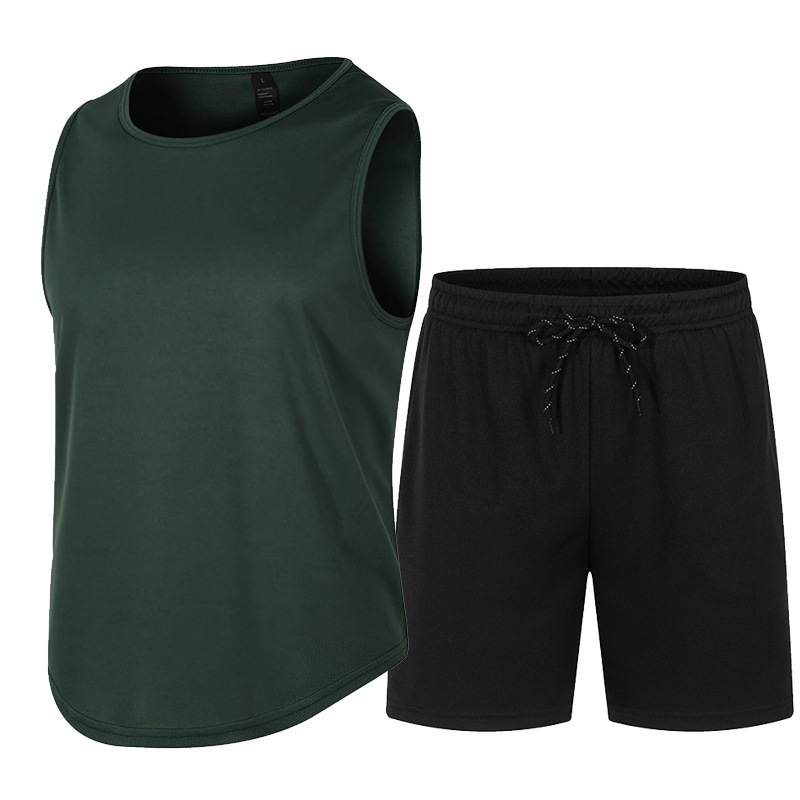 Dark green waistcoat black shorts