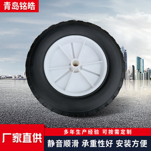 Solid Rubber Caster Wheels 8 Inch White Silent Operation <b>For</b> <b>Tool</b> <b>Cart</b> Handcart - Product Image 5