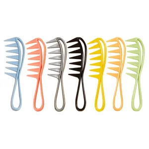 Профессиональные инструменты для укладки волос, расческа с широкими зубьями и логотипом, индивидуальные гребни для волос, масляная головка, текстурная масляная расческа в стиле ретро
