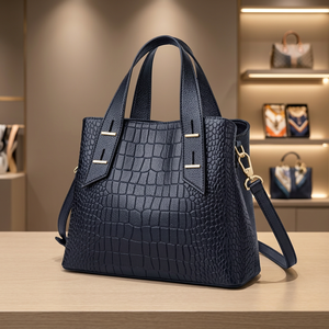 Bolso de Mano Casual Grande de Cuero Genuino para Mujer con Correa Cruzada, Cierre de Cremallera, Duradero, Ligero y Resistente al Agua - Product Image 1