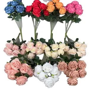 Decoratieve Real Touch Rose Kunstbloemen Enkele Bulk Zijde Witte Rozen Latex Real Touch Bloem Kunstmatig Voor Bruiloft Decor