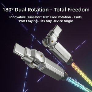 60W RGB Cáp chơi game cho IOS thiết bị 180 thể xoay Type-C/L Cyber LED thở ánh sáng nhanh Sạc máy ảnh tương thích nhôm - Product Image 4