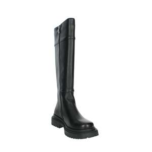 Bottes hautes pour femme Manufacture D'Essai en cuir noir avec fermeture éclair et semelle plateforme - Product Image 5