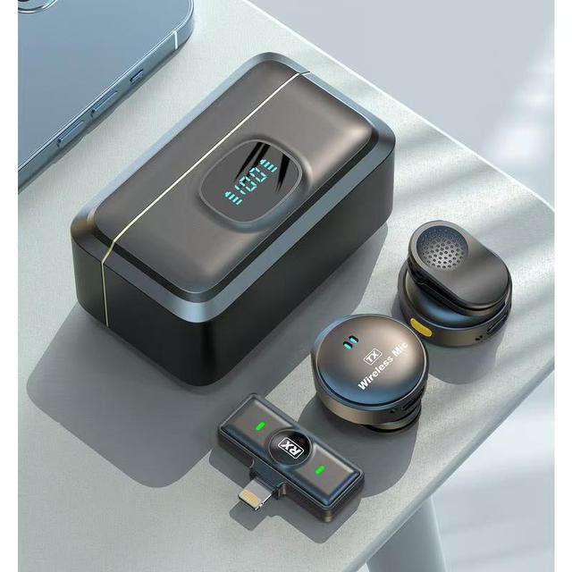 New Q8 3-in-1 Omni-directional Condenser Lavalier Microphone 2.4G Wireless Noise Cancelling Magnetic for Smartphone Camera Live