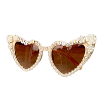 Lunettes de soleil de mariage nuptiale femmes pêche coeur diamant perle être Bling lunettes superbes lunettes de soleil plage mariage de la mariée