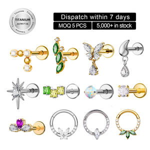 Toposh Joyería de Moda para Piercings Corporales: Anillo Labret de Titanio F136 de Base Plana, Zirconia, para Labio, Cartílago de Oreja, <span class=keywords><strong>Tragus</strong></span>, <span class=keywords><strong>Espiral</strong></span>, Daith y Pendientes - Product Image 1