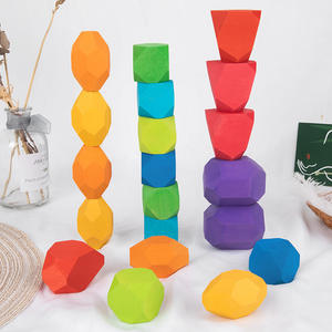 Оптовые деревянные блоки-пирамидки «Радуга» — развивающая игрушка STEAM для малышей от 18 месяцев, сертифицирована CE - Product Image 2