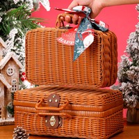 Boîte en rotin personnalisée pour Noël, décoration, emballage de chocolats et de bonbons, boîte-cadeau souvenir de fête, panier-cadeau, cadeau de fête du Nouvel An
