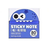LANGUO Bloc-notes autocollants découpés en forme de myrtille, adhésif extra fort, mémo pop-up, fournitures de bureau et scolaires
