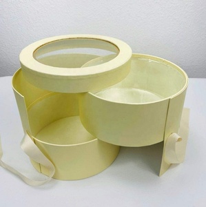 Premium kalite yuvarlak çiçek kutusu <span class=keywords><strong>2</strong></span> kat hediye kutuları lüks çiçek ve hediye düzenlemeleri kapaklı boyutu 7.8 dia. x 6.7 inç - Product Image 6