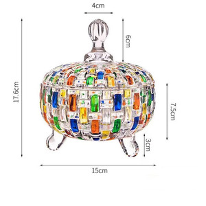 Özel Çok Amaçlı Şekerlik Kristal Kapaklı Dokuma Desenli Meyve Tabağı Kontrast Renkli Vazo Parti İçin - Product Image 6